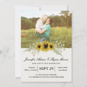 Invitation Mariage photo simple tournesols
