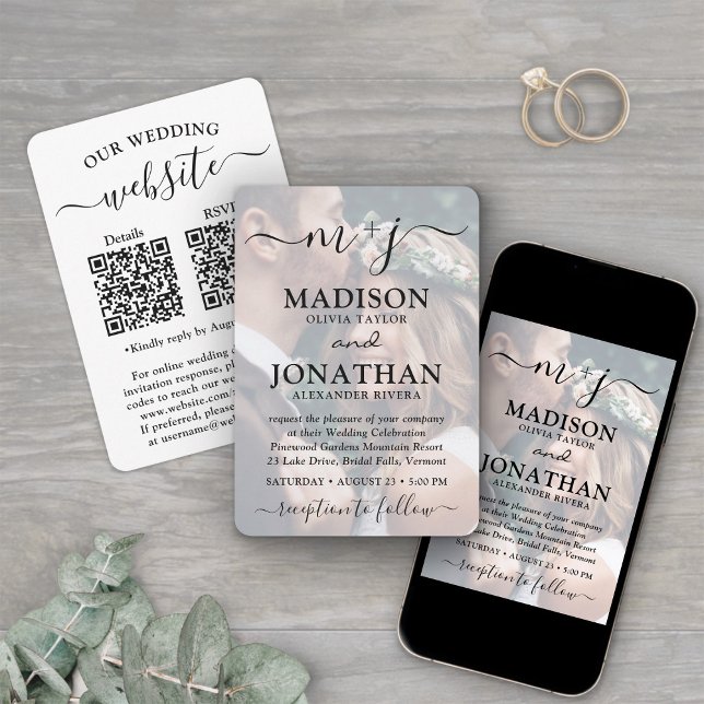 Invitation Mariage photo tout-en-un tout-en-un petit et éléga (Créateur téléchargé)