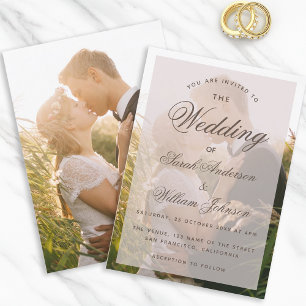 Invitation Mariage Photo Transparent Élégant Script Moderne