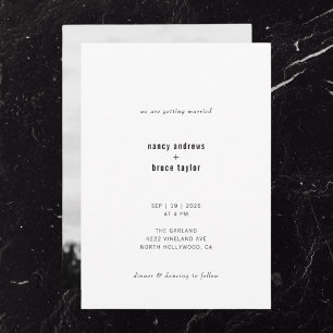 Invitation Mariage photo Ultra minimaliste de typographie mod