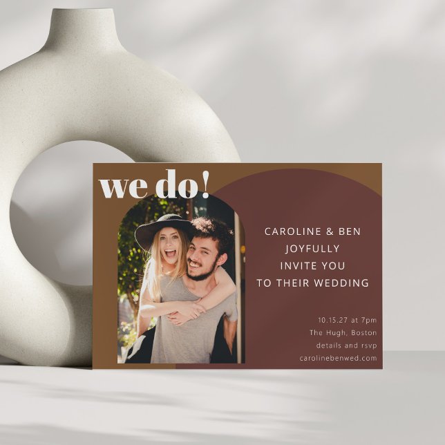 Invitation Mariage photo unique les années 70 géométrique Bro (Créateur téléchargé)