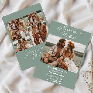 Invitation Mariage photo vert d'olive moderne