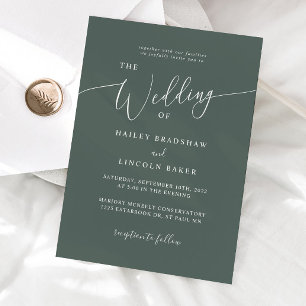 Invitation Mariage photo vert moderne minimaliste