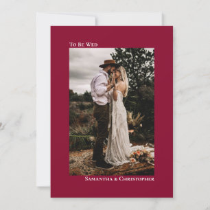 Invitation Mariage photo vertical minimaliste rouge canneberg