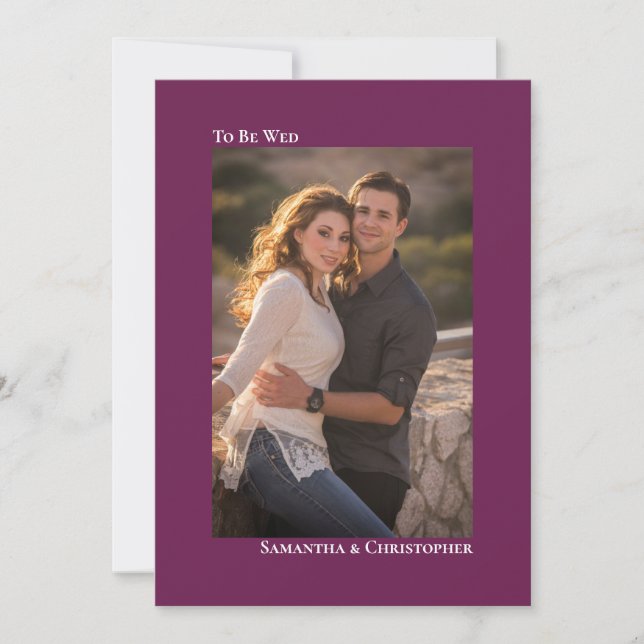 Invitation Mariage photo vertical simple Magenta Plum (Devant)
