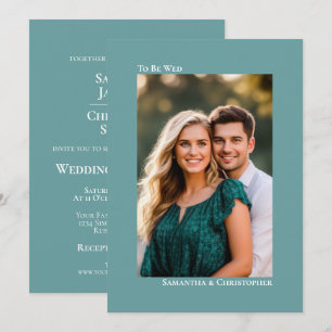 Invitation Mariage photo vertical Turquoise minimaliste simpl