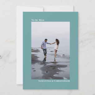 Invitation Mariage photo vertical Turquoise minimaliste simpl