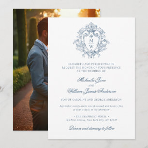 Invitation Mariage photo vintage Regency Monogram Crest