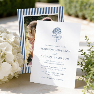 Invitation Mariage Photographique Classique Hydrangea Bleu Ma