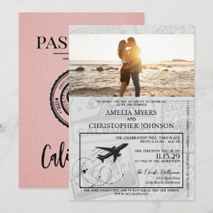 Invitation Mariage Pink California Passport