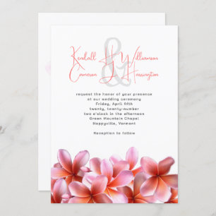 Invitation Mariage Pink Plumeria Tropical Beach