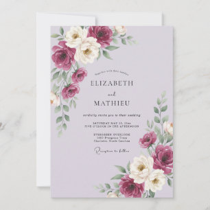 Invitation Mariage Pivoine Améthyste prune