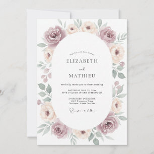 Invitation Mariage Pivoine Ardoise Mauve Atténué