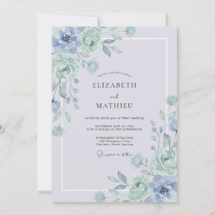 Invitation Mariage Pivoine Céladon à la Barbe de Jupiter Doré