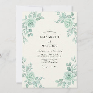 Invitation Mariage Pivoine Céladon Atténué