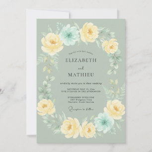Invitation Mariage Pivoine Céladon Beurre