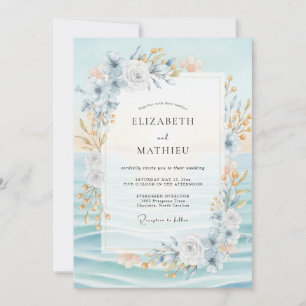 Invitation Mariage Pivoine Champagne Teinte Azurée