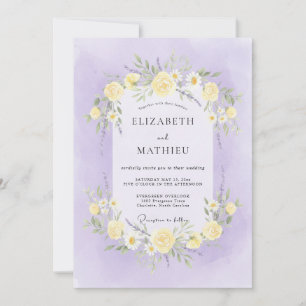 Invitation Mariage Pivoine Citron Lavande