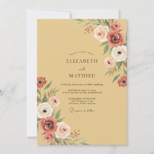 Invitation Mariage Pivoine en Argile Moutarde