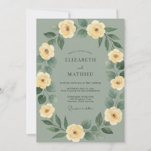 Invitation Mariage Pivoine Jaune Étain