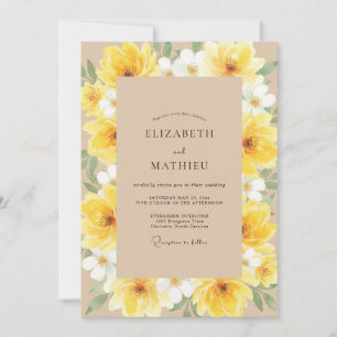 Invitation Mariage Pivoine Jaune Miel