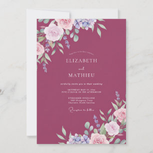 Invitation Mariage Pivoine Lavande Pâle prune