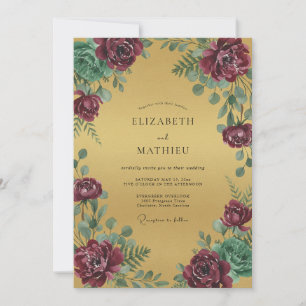 Invitation Mariage Pivoine Magenta Or