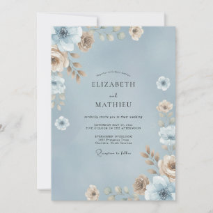 Invitation Mariage Pivoine Peinte sous un Ciel Poussiéreux
