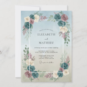 Invitation Mariage Pivoine Plum Poudre