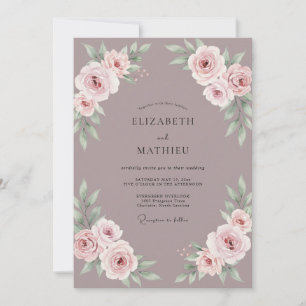 Invitation Mariage Pivoine Rose Mauve