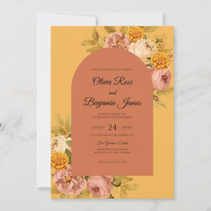 Invitation Mariage Pivoine Rouille Ambre