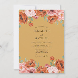 Invitation Mariage Pivoine Terracotta Ocre