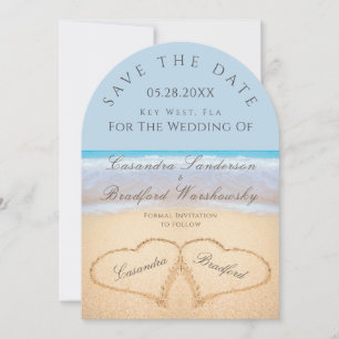 Invitation Mariage plage 2 Coeurs dans le mariage de sable