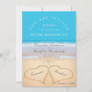 Invitation Mariage plage 2 Coeurs dans le Mariage de sable In