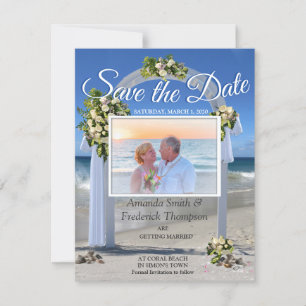 Invitation Mariage plage avec floribunda blanche roses