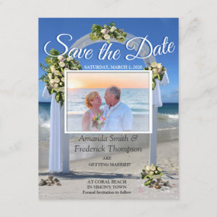 Invitation Mariage plage avec floribunda blanche roses