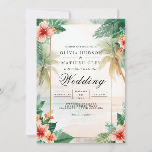 Invitation Mariage Plage Florale Palm luxuriante