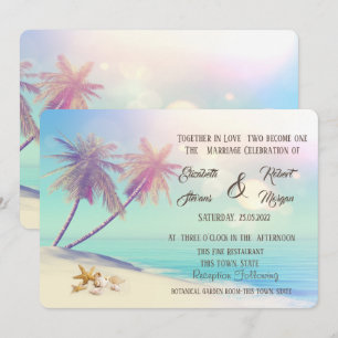 Invitation Mariage Plage Palms Coquillages