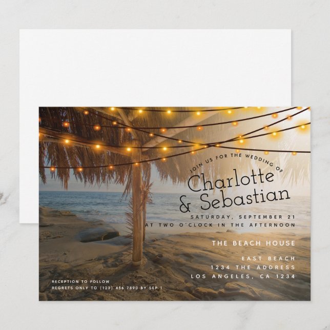 Invitation Mariage plage personnalisé (Devant / Derrière)