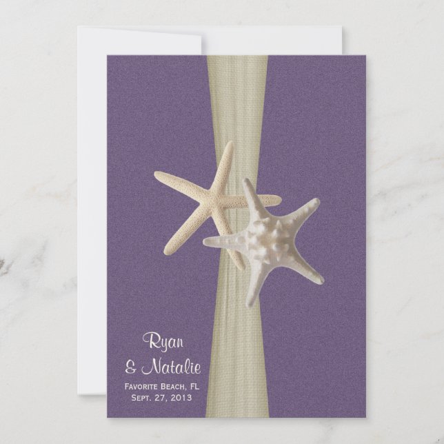 Invitation Mariage plage Poisson-étoile pourpre (Devant)