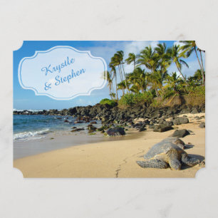 Invitation Mariage plage   Tortues   Océan   Palmiers