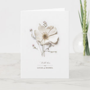 Invitation Mariage plié Fleur sauvage blanc élégant