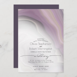 Invitation MARIAGE   Plum de marbre doux pourpre