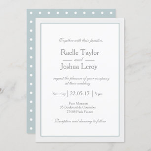 Invitation Mariage pois minimaliste bleu classique