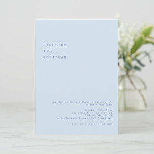 Invitation Mariage Police de Machine à Écrire Rétro Bleu Mini