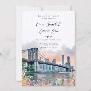Invitation Mariage Pont de Brooklyn sur la skyline de NYC 