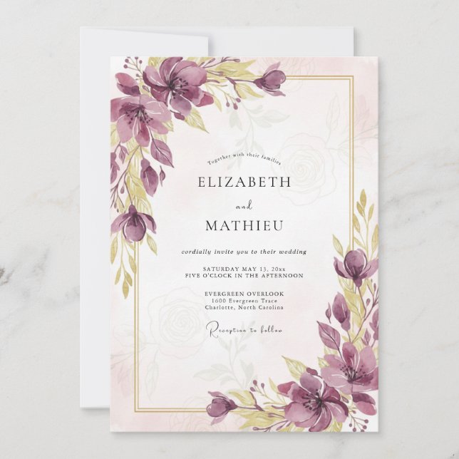 Invitation Mariage Poppy Lavande Plum (Devant)