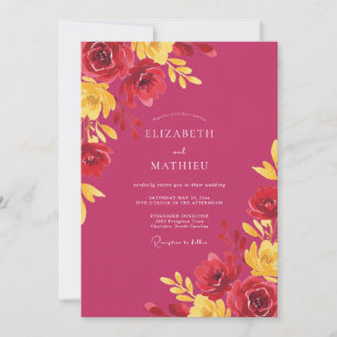 Invitation Mariage Poppy Magenta Jaune
