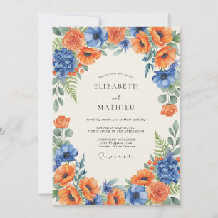Invitation Mariage Poppy Orange Cobalt
