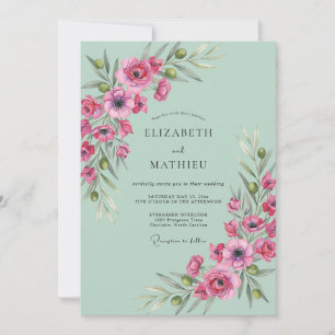 Invitation Mariage Poppy Rose écume de mer